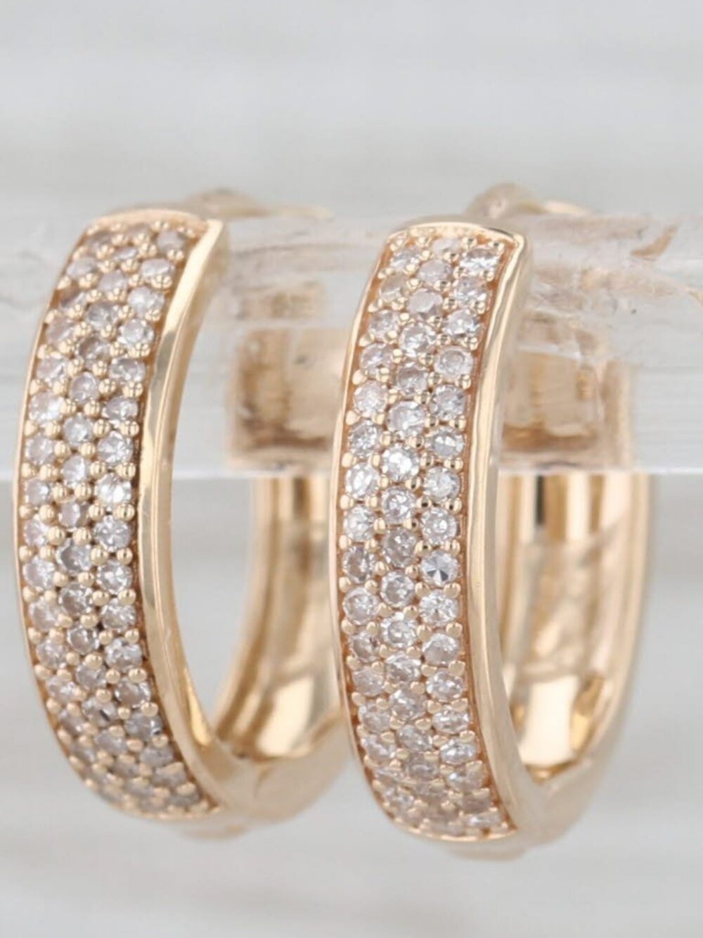 0.24ctw Diamond Hoop Earrings 14k Yellow Gold Hinged Round Hoops